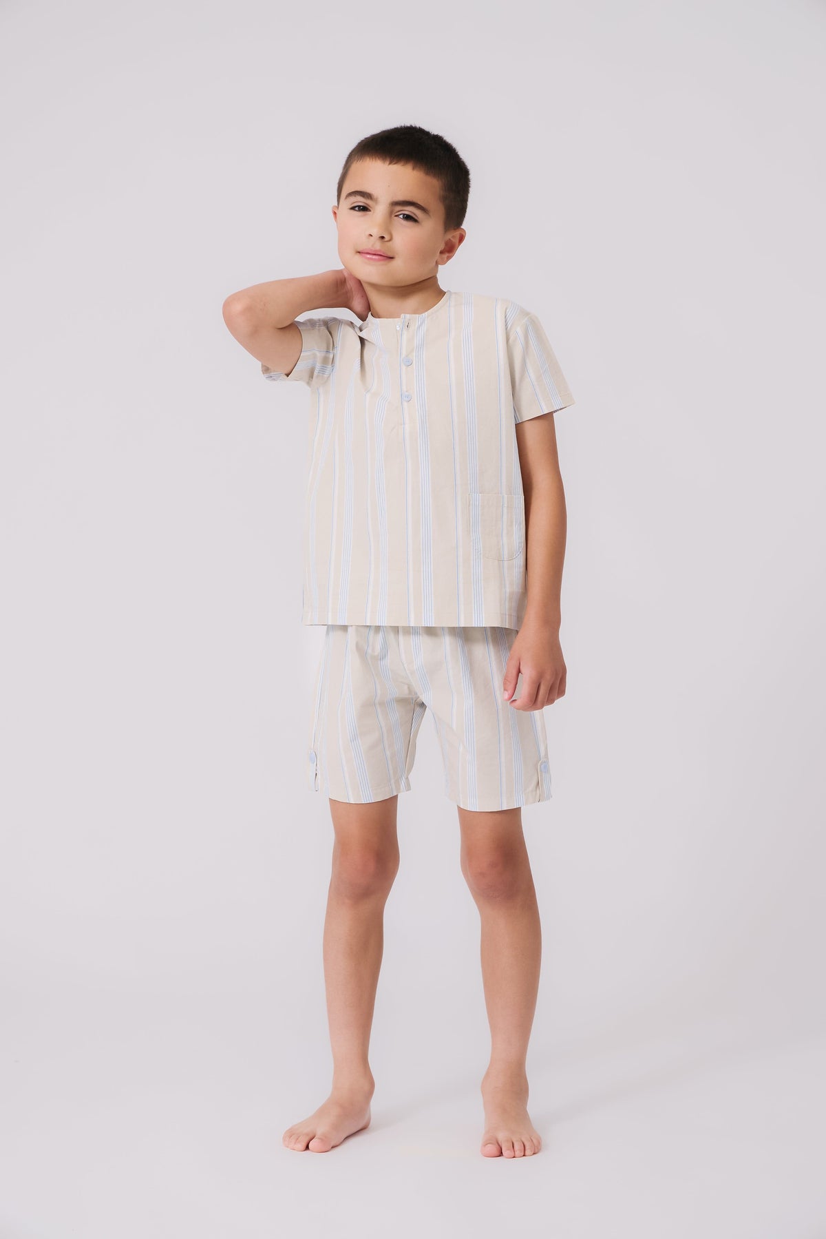 KIPP Collection Stone Striped Shorts With Elastic Waistband For Casual Wear by KIPP™ Collection at Everetts Place