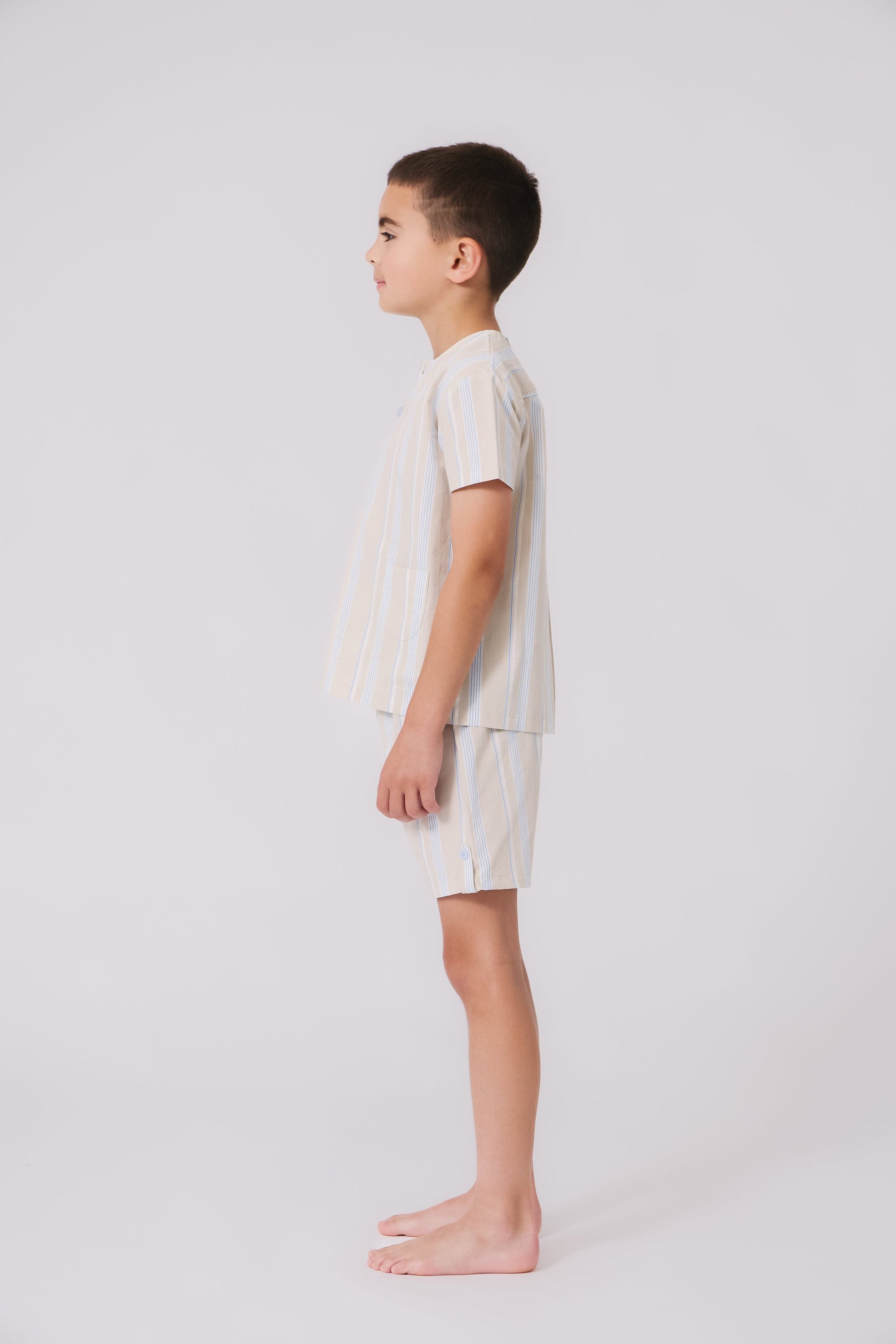 KIPP Collection Stone Striped Shorts With Elastic Waistband For Casual Wear by KIPP™ Collection at Everetts Place