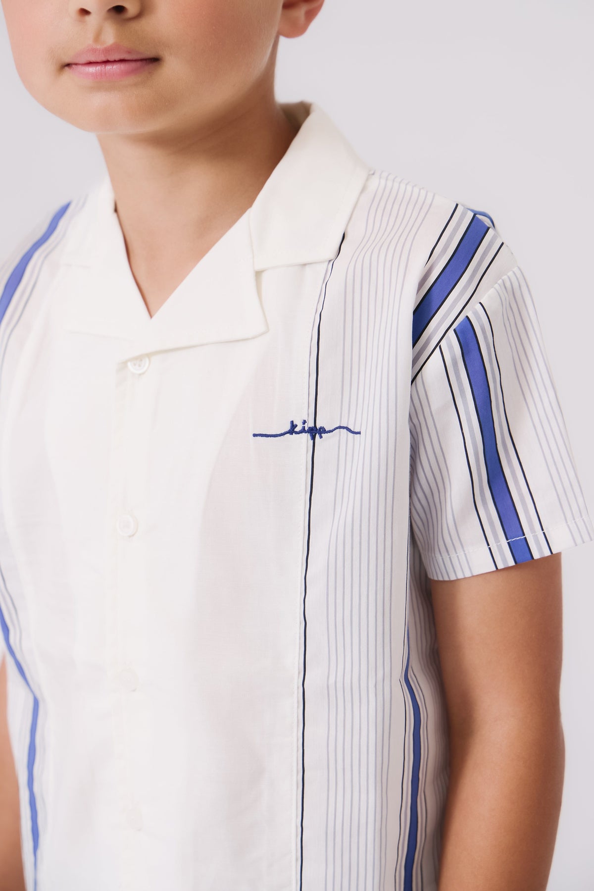KIPP Collection Short Sleeve Button Up Shirt With Bold Striped Print For Women by KIPP™ Collection at Everetts Place
