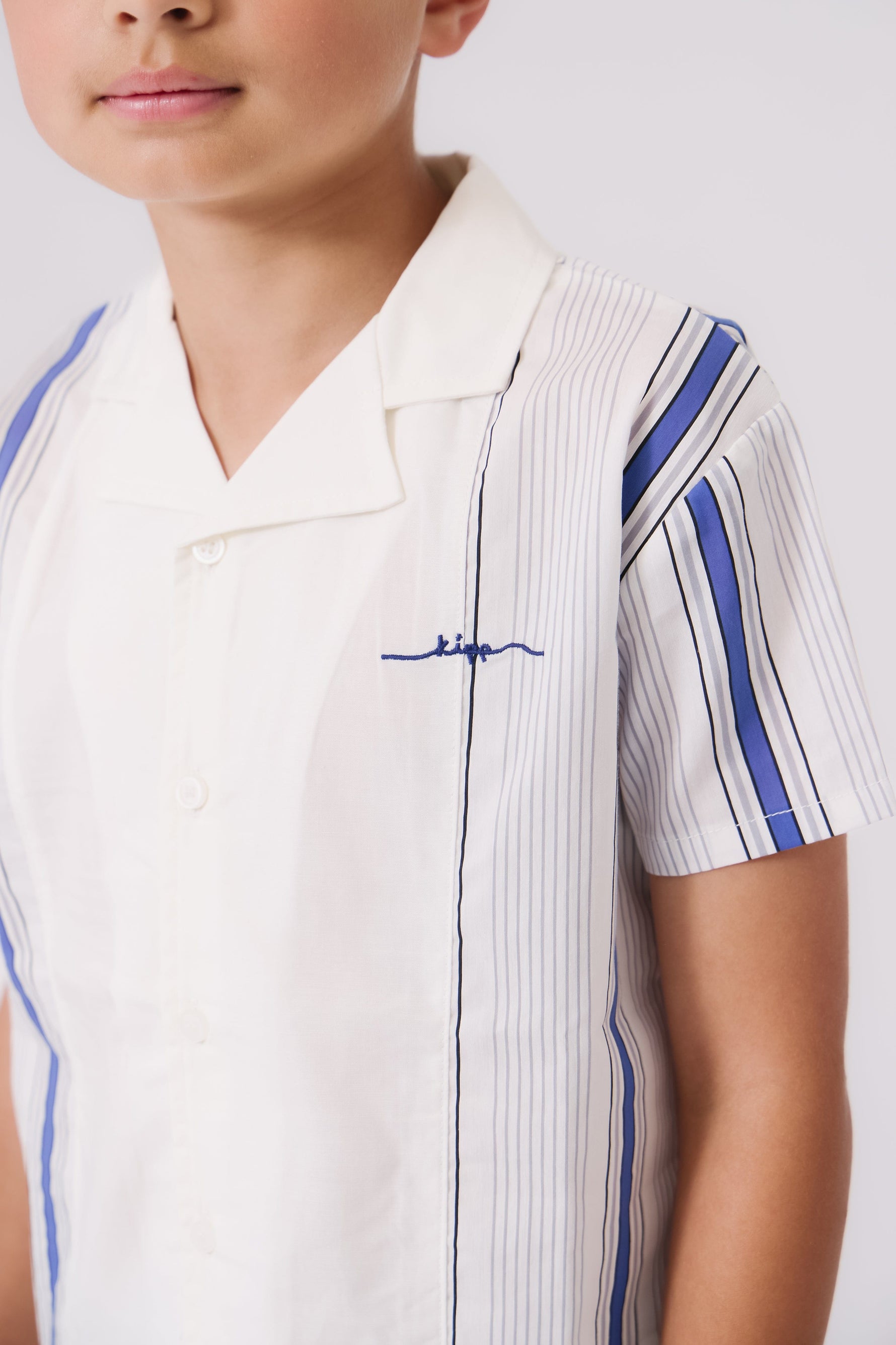 KIPP Collection Short Sleeve Button Up Shirt With Bold Striped Print For Women by KIPP™ Collection at Everetts Place
