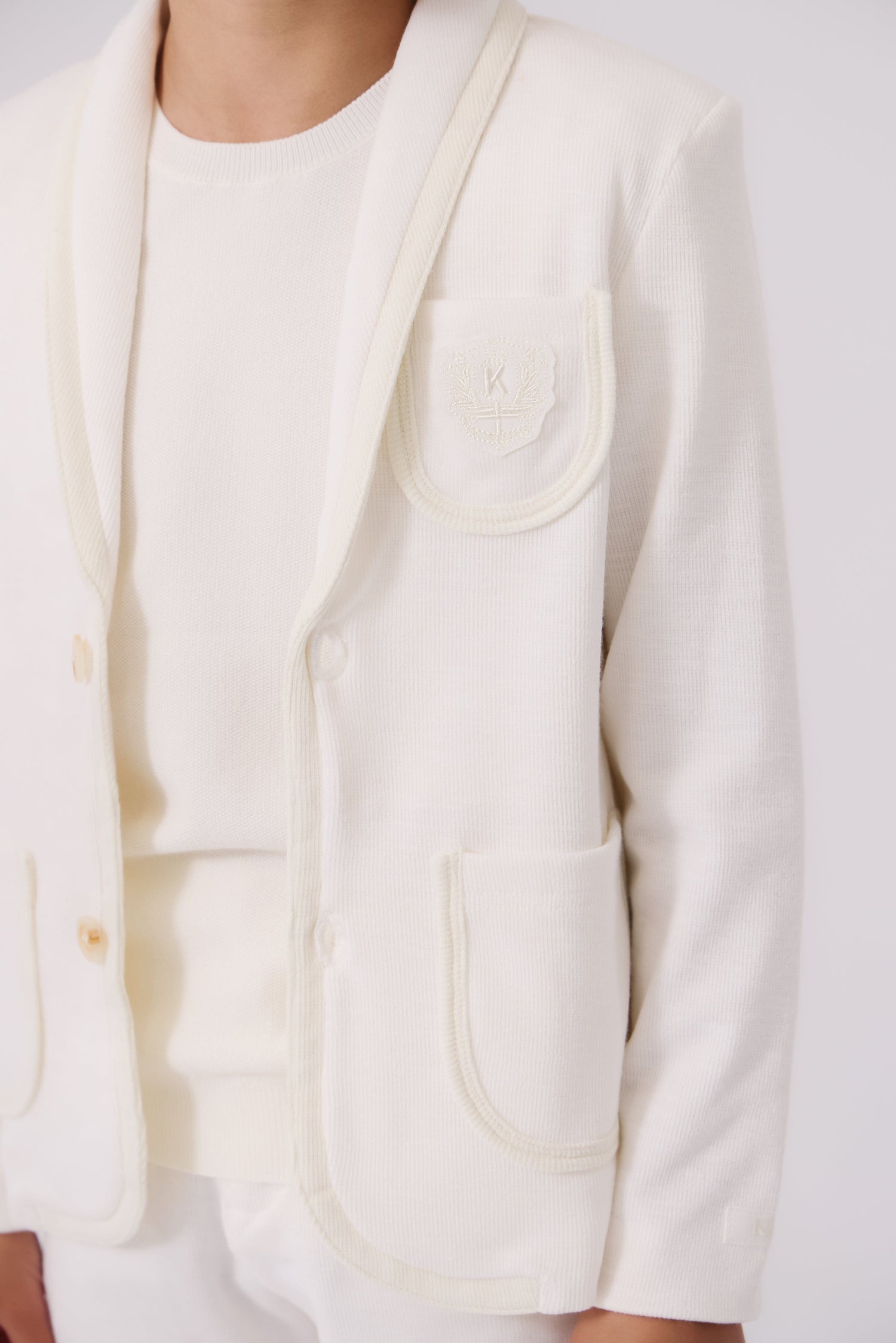 KIPP Collection Cotton Knit Blazer with Color Trim and Patch Detail for Pros