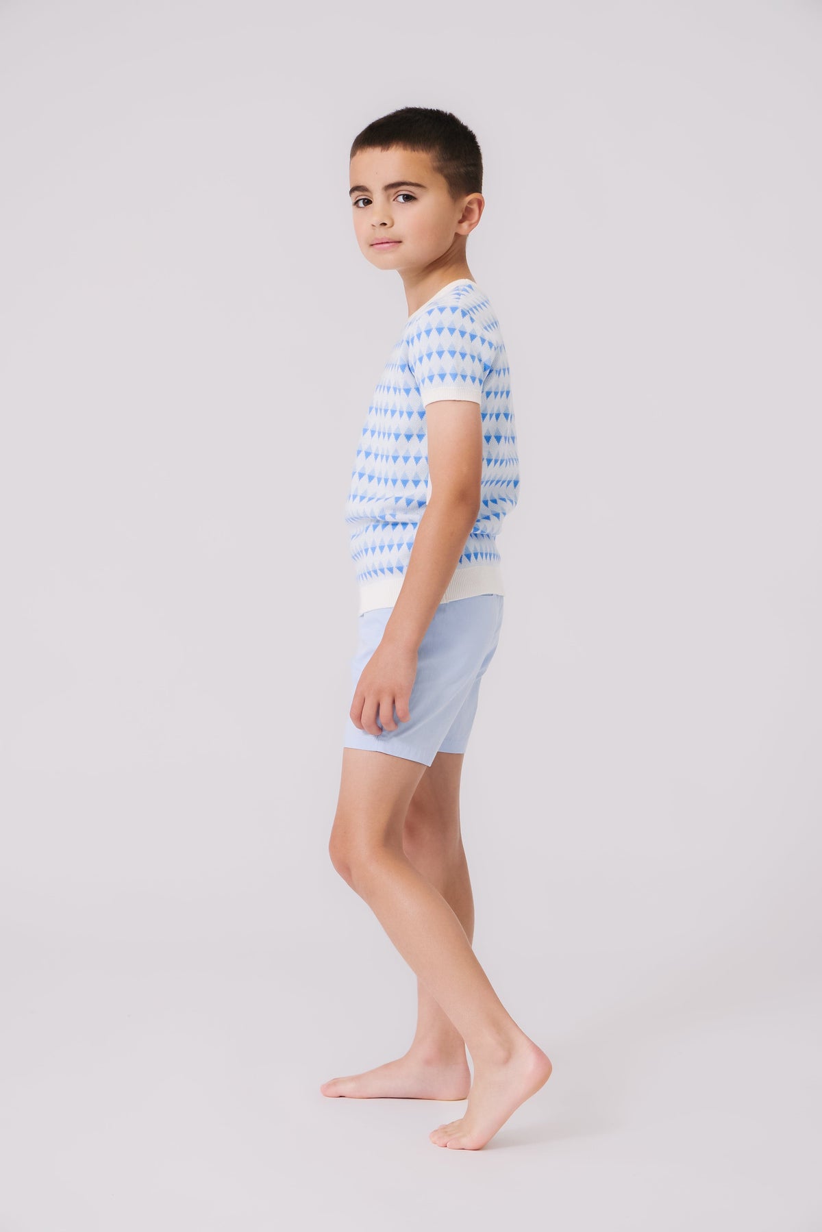 KIPP Collection Geometric Print Knit Short Sleeve Sweater For Casual Wear by KIPP™ Collection at Everetts Place