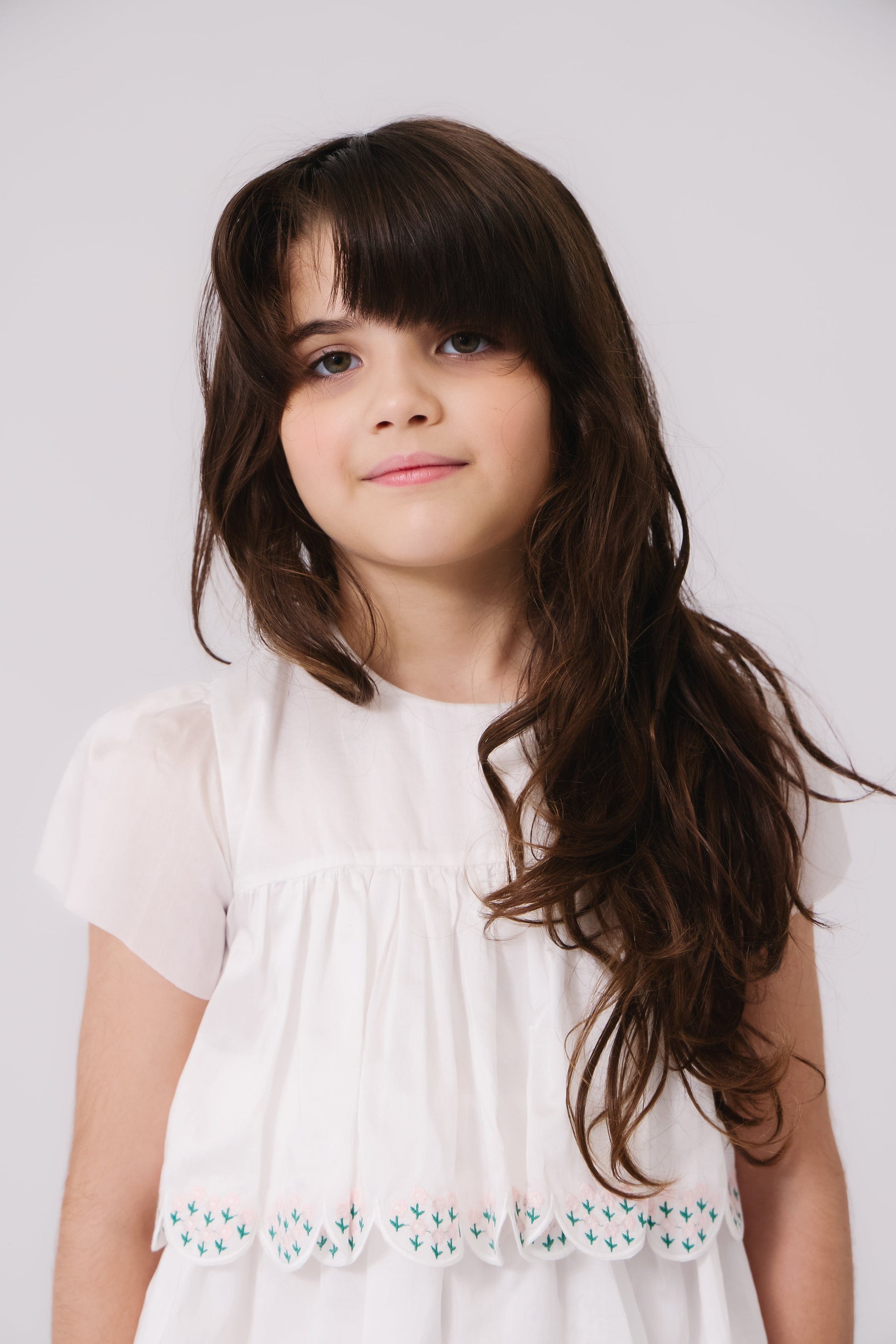 KIPP Pink Tiered Dress with Floral Embroidery and Scalloped Edges for Girls by KIPP™ Collection at Everetts Place