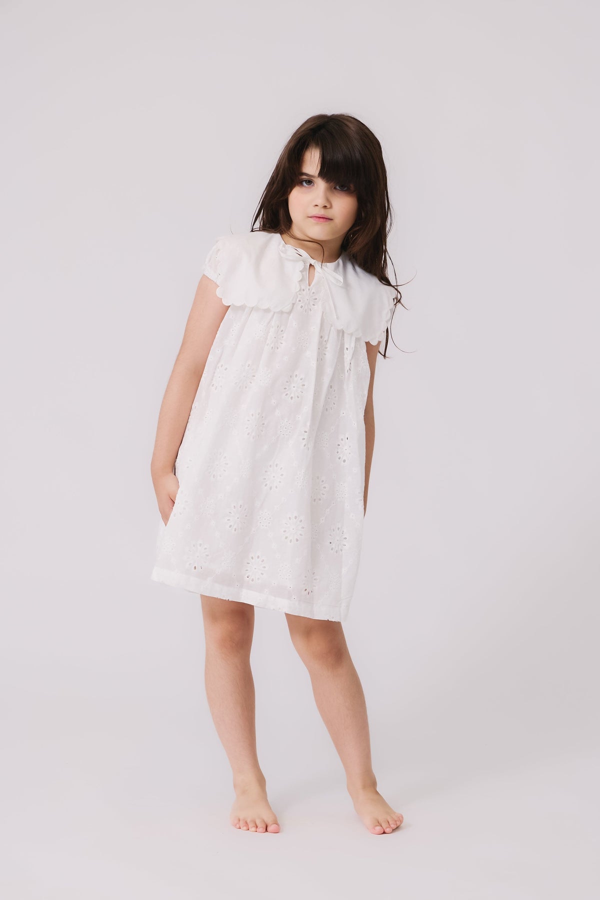 KIPP Collection Eyelet Dress With Ruffled Collar And Tie Detail For Girls by KIPP™ Collection at Everetts Place