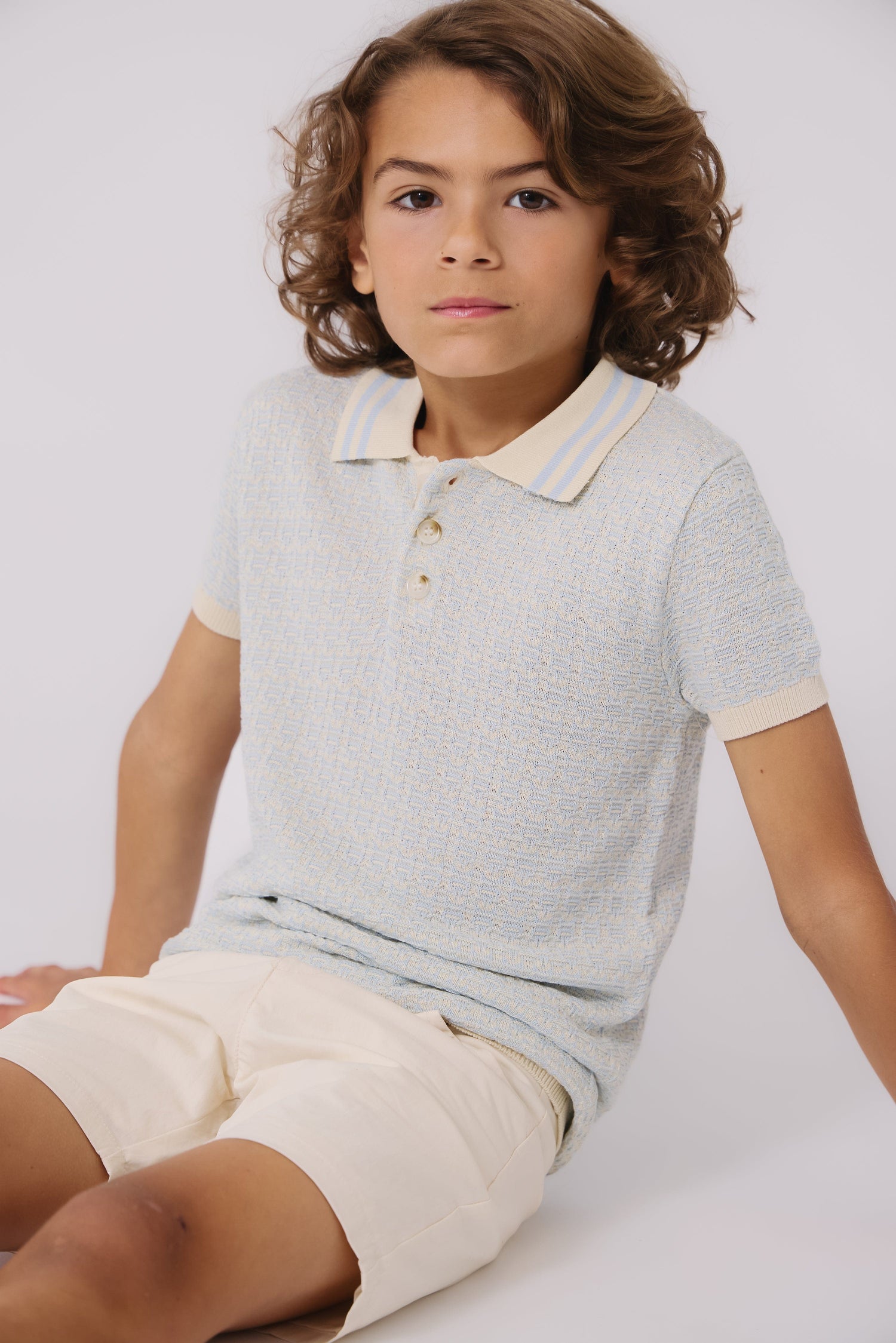 KIPP Collection Lightweight Knit Polo Sweater with Collar Trim for Everyday Wear