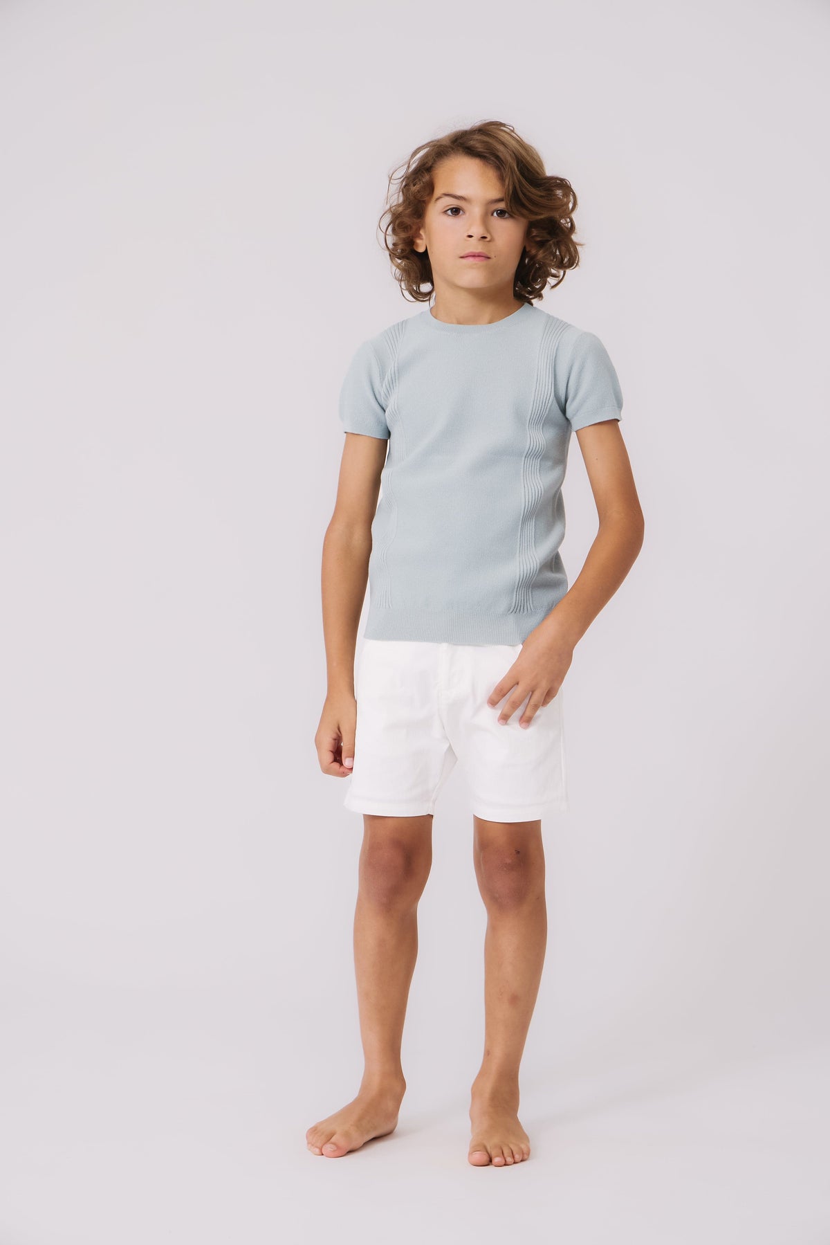 KIPP Collection Short Sleeve Knit Sweater With Stripe Detail For Casual Wear by KIPP™ Collection at Everetts Place