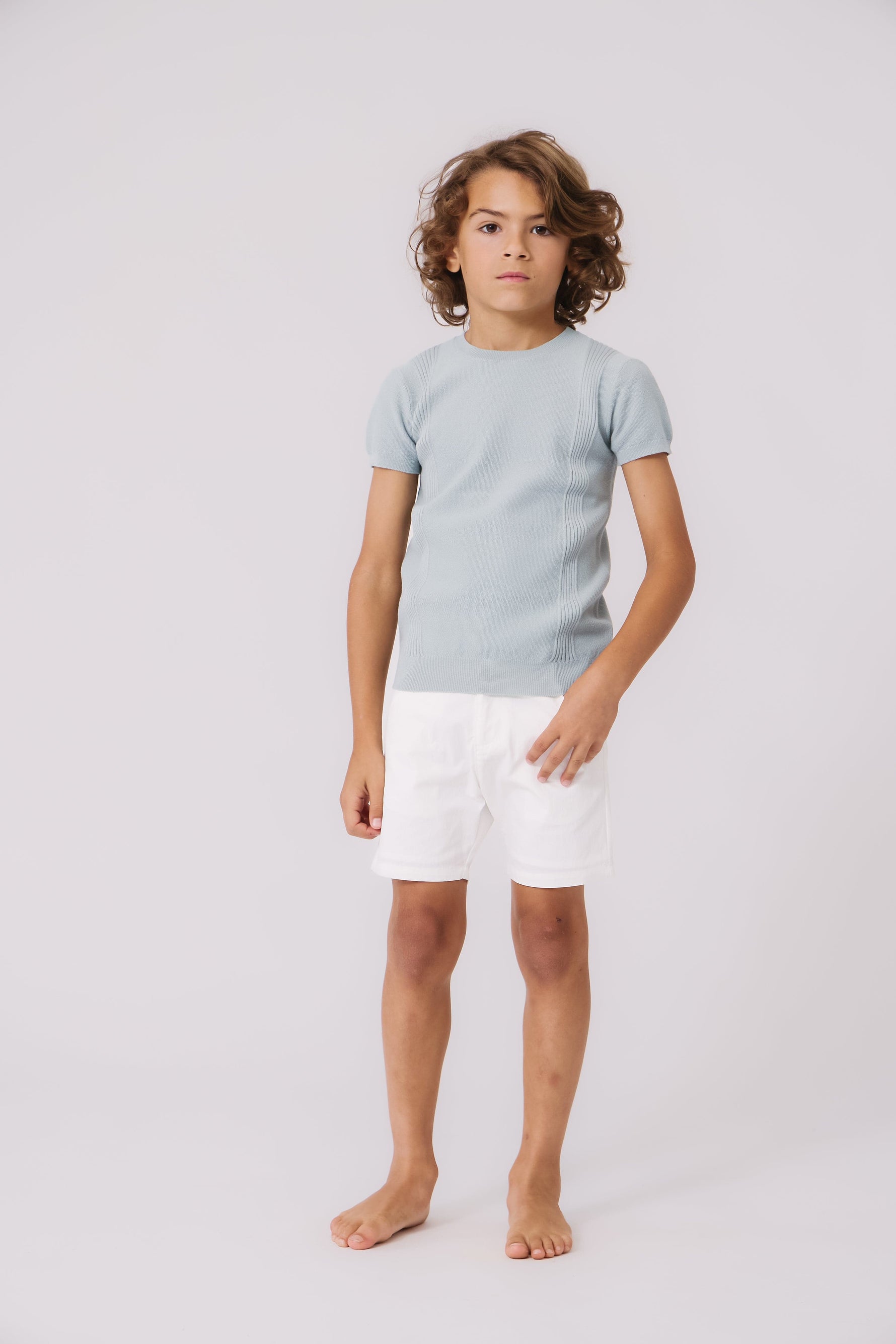 KIPP Collection Short Sleeve Knit Sweater With Stripe Detail For Casual Wear by KIPP™ Collection at Everetts Place
