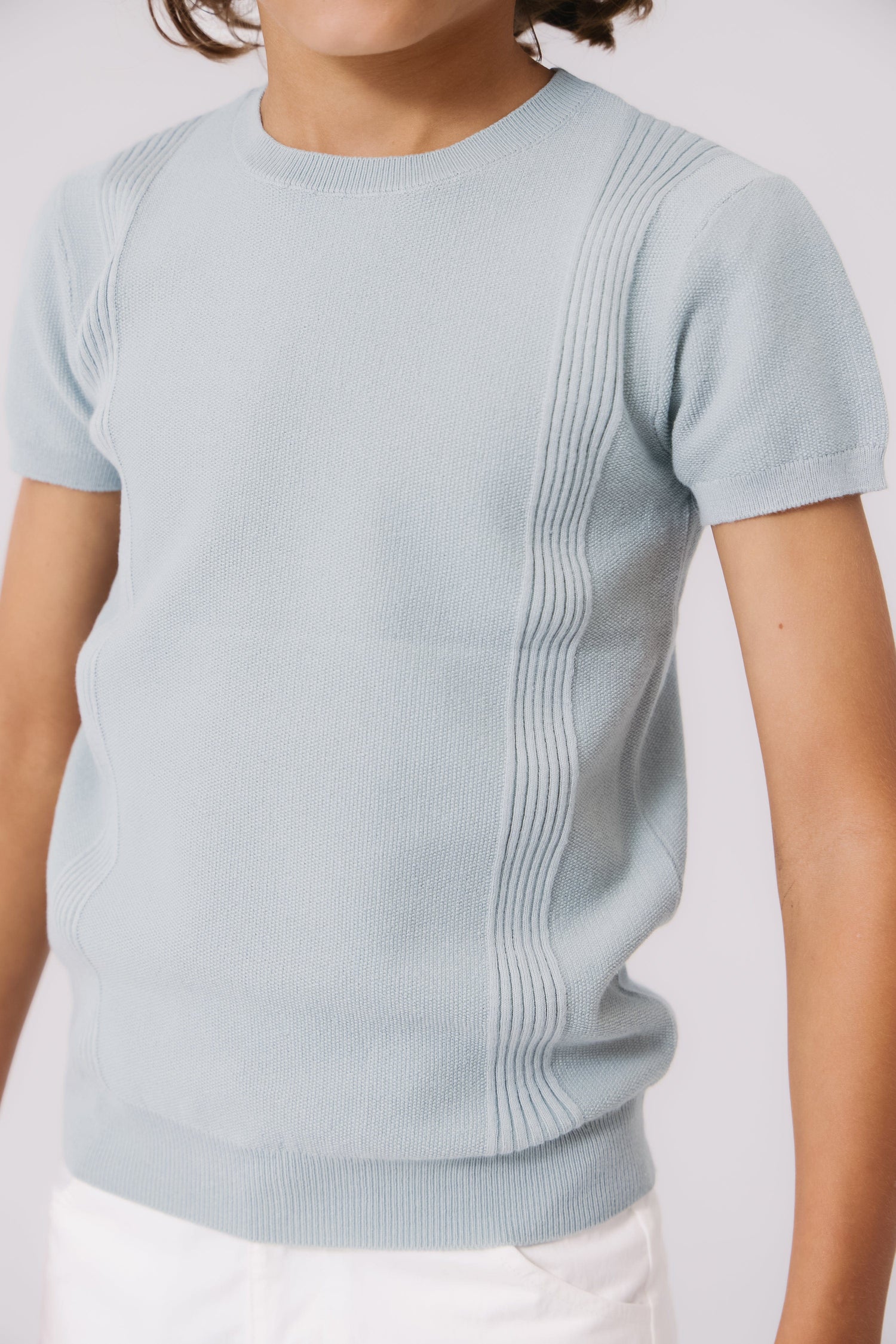 KIPP Collection Short Sleeve Knit Sweater With Stripe Detail For Casual Wear by KIPP™ Collection at Everetts Place