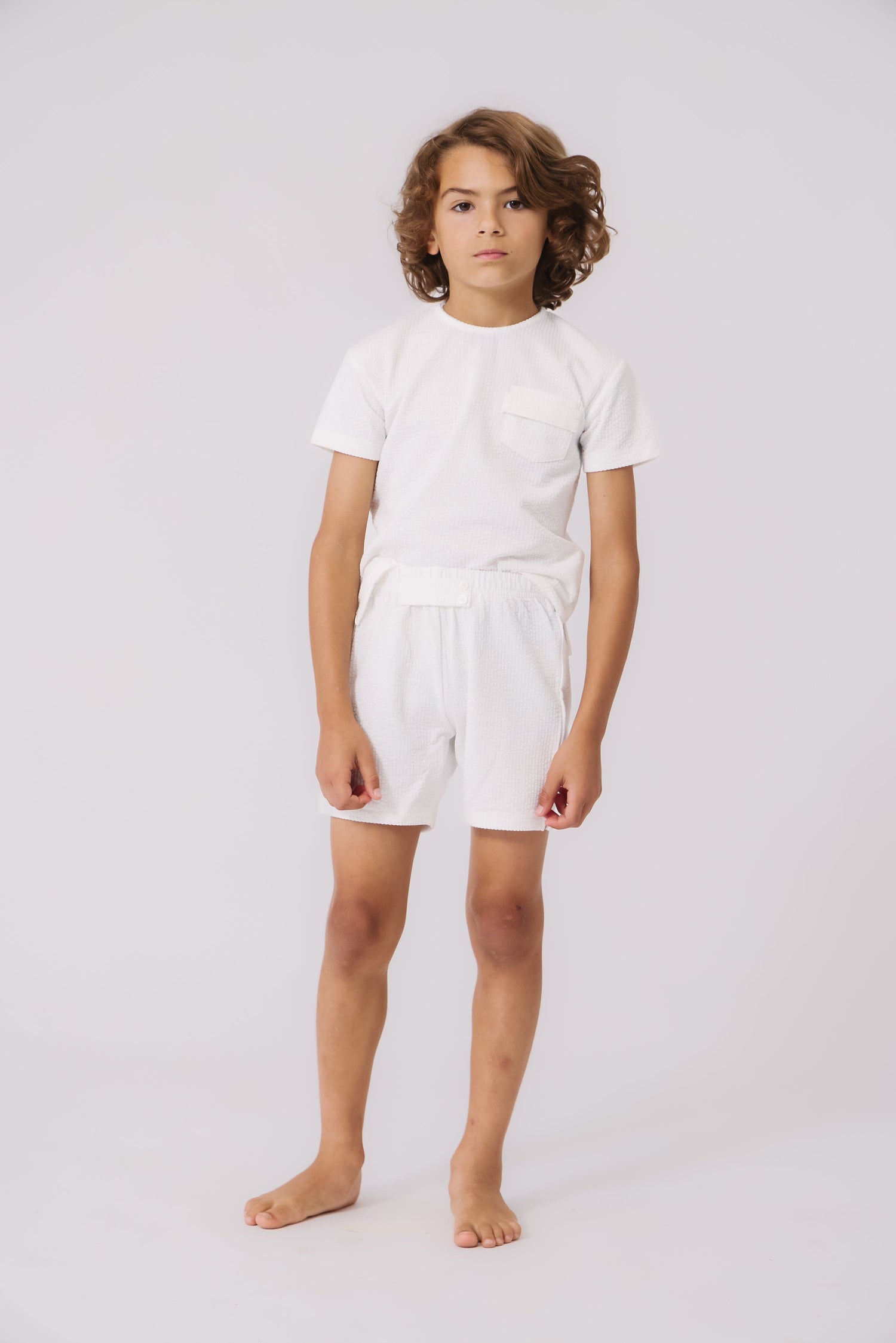 KIPP Collection Elasticized Textured Shorts with Double Button Detail for Women