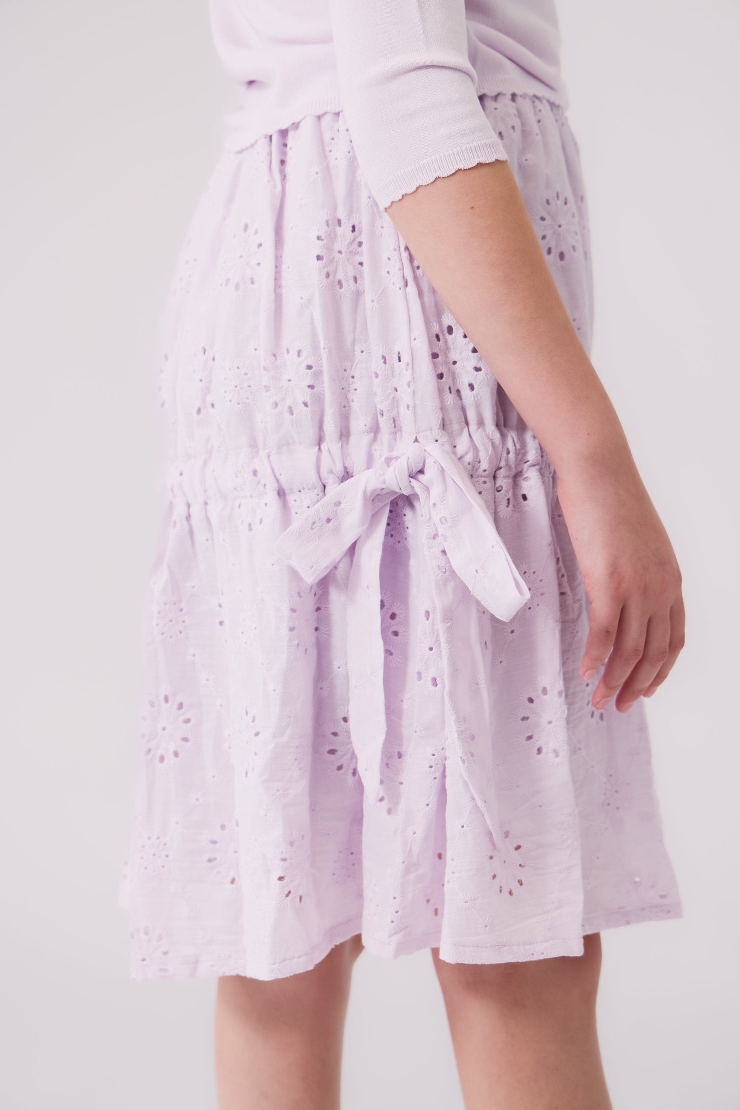 KIPP Collection Eyelet Skirt with Elastic Waistband and Tie Details for Women
