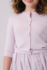 KIPP Collection Womens Cardigan with Soft Knit and Scalloped Edges Lavender by KIPP™ Collection at Everetts Place