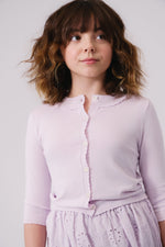 KIPP Collection Womens Cardigan with Soft Knit and Scalloped Edges Lavender by KIPP™ Collection at Everetts Place