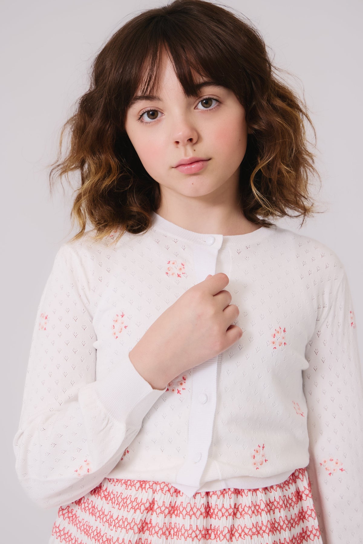 KIPP Collection Cardigan With Pointelle And Floral Button Details For Women by KIPP™ Collection at Everetts Place
