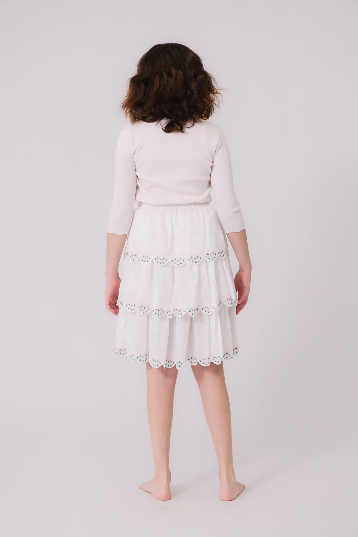 KIPP Gracie Tiered Pink Skirt with Floral Embroidery for Women by KIPP™ Collection at Everetts Place