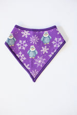My First Snow Fall: Penguin Bamboo Bib In Purple & Gold by Rayn’s Tiny Stitches