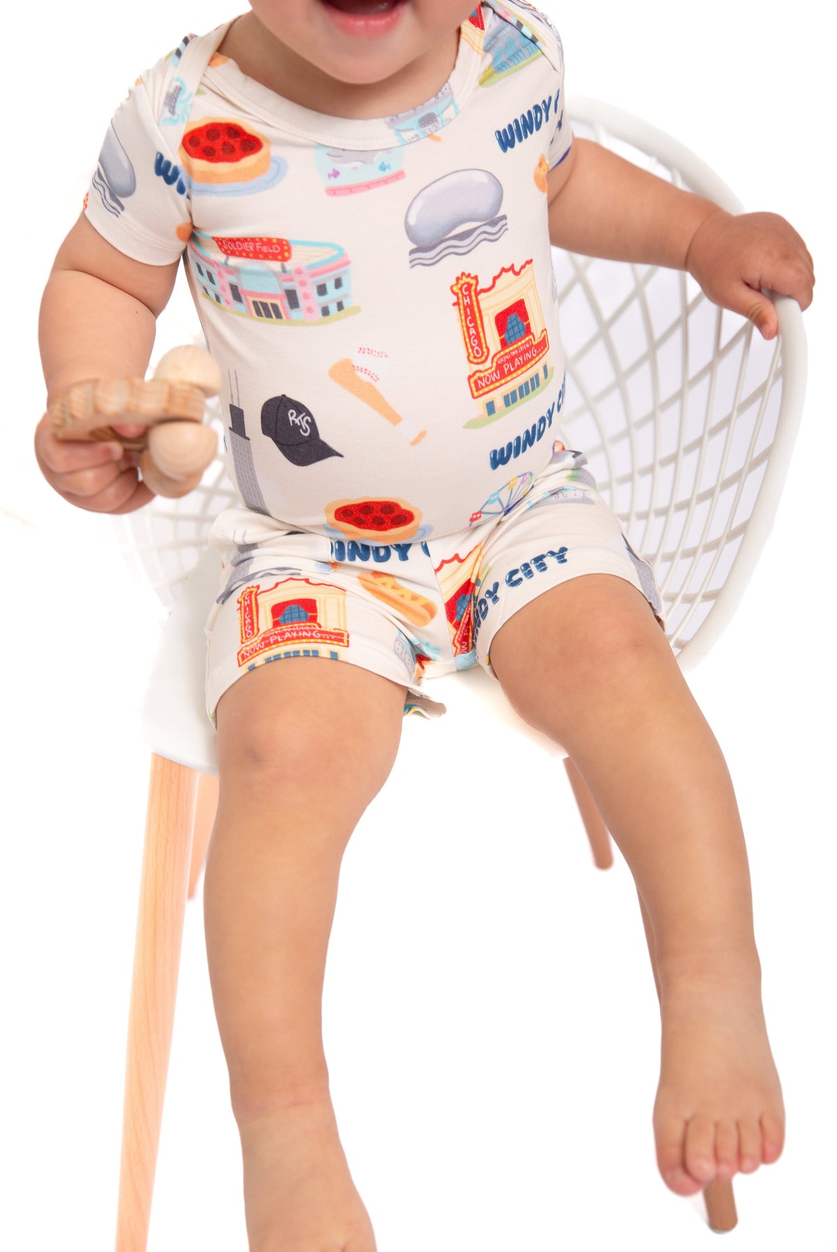 My First Windy City Bamboo Baby Short Set | Convertible Chicago Baby Outfit by Rayn’s Tiny Stitches