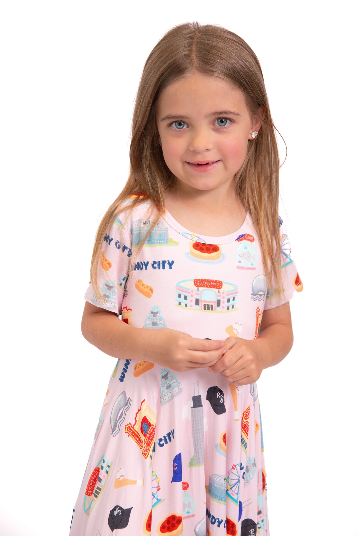 My First Windy City™ Pink Twirl Dress | Chicago Bamboo Dress for Girls 18M–2T by Rayn’s Tiny Stitches