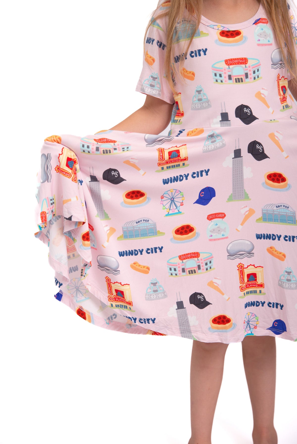 My First Windy City™ Pink Twirl Dress | Chicago Bamboo Dress for Girls 18M–2T by Rayn’s Tiny Stitches
