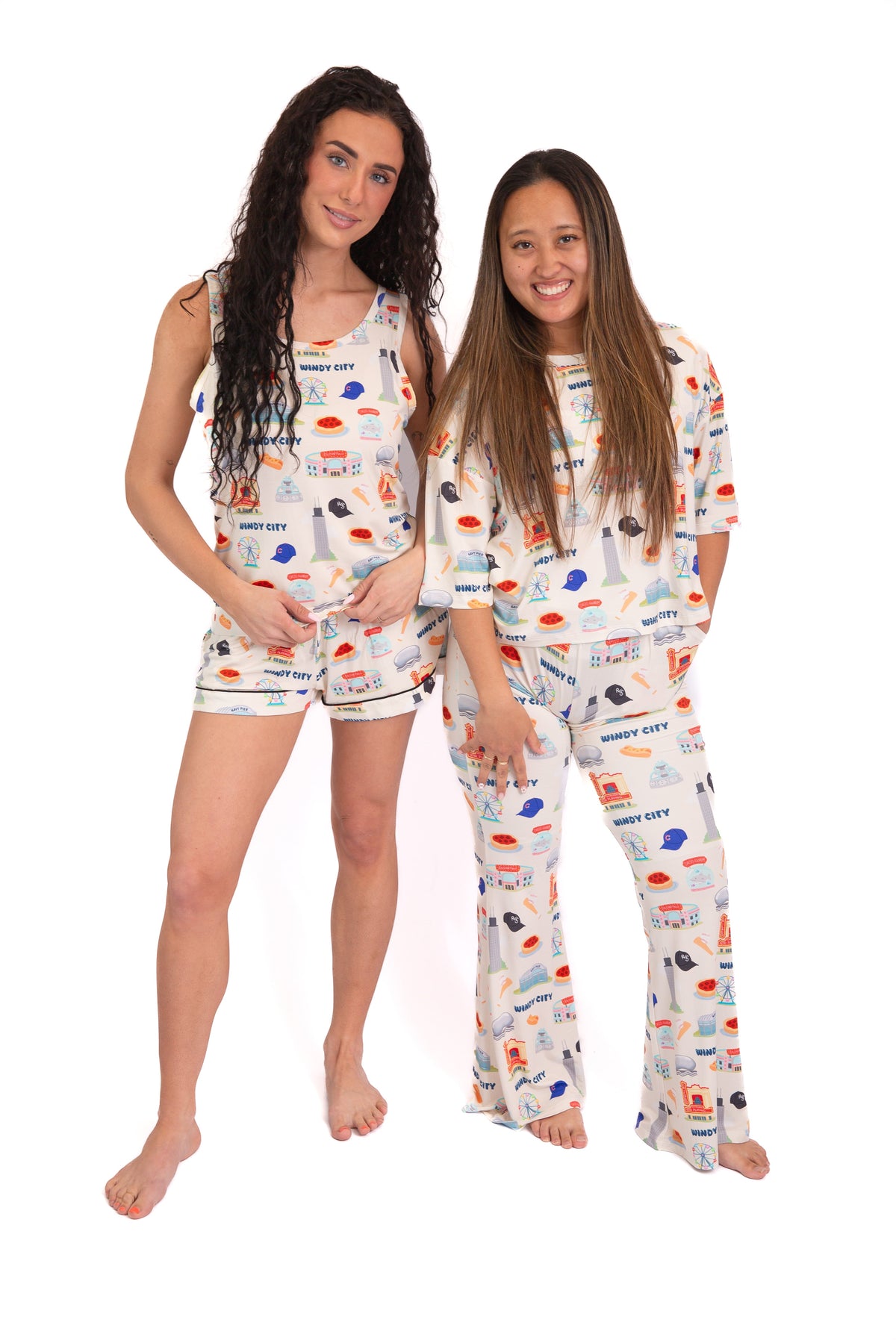 My First Windy City Chicago Women’s Bamboo Pajama Set | Oversized Top & Flare Pants by Rayn’s Tiny Stitches