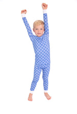 Blue Checkered Bamboo 2-Piece Pajamas | Soft, Breathable Kids PJ Set by Rayn’s Tiny Stitches