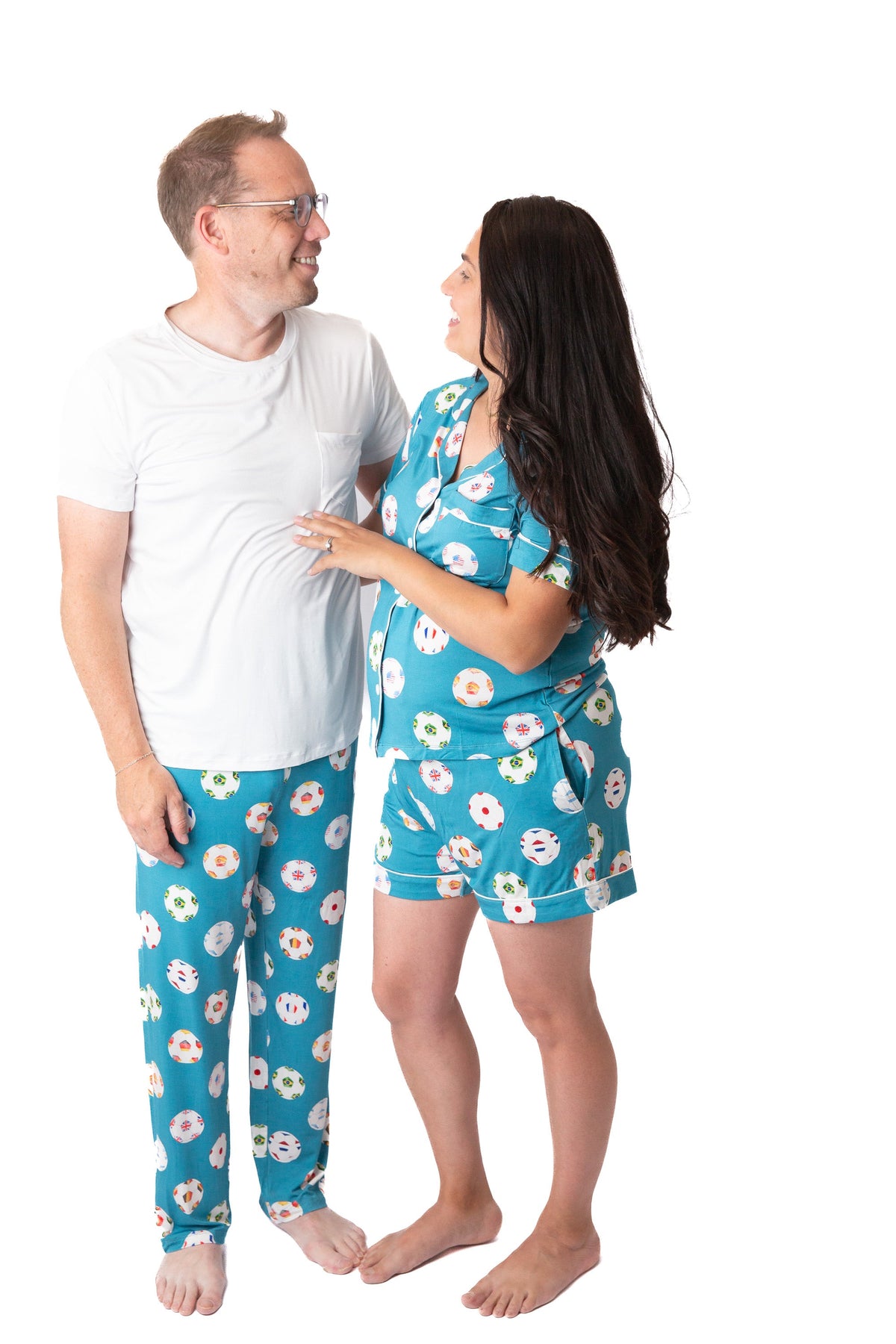 Women’s Bamboo Soccer Pajama Short Set | Soccer Inspired Luxury Bamboo Sleepwear by Rayn’s Tiny Stitches