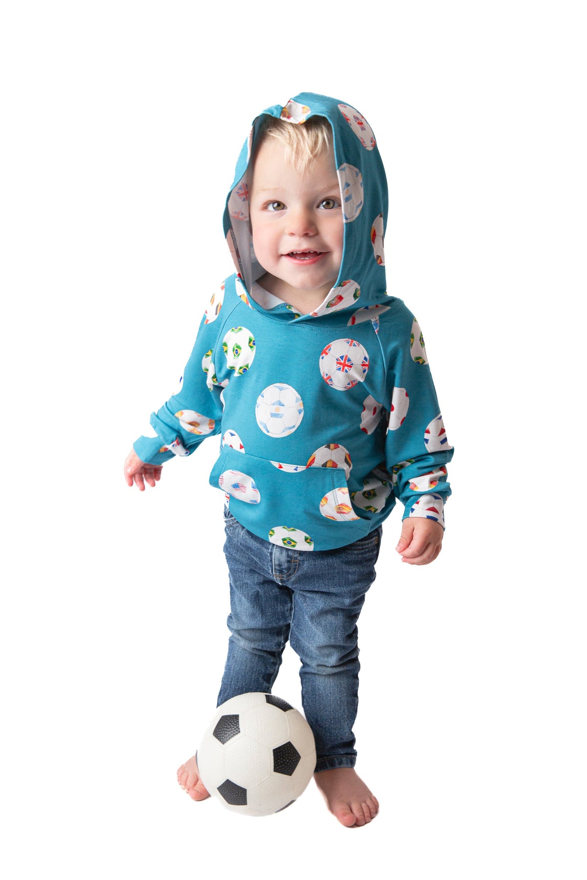 My First Soccer Outfit Bamboo Soccer Hoodie | Unisex Kids Hoodie Ages 18M–6Y by Rayn’s Tiny Stitches