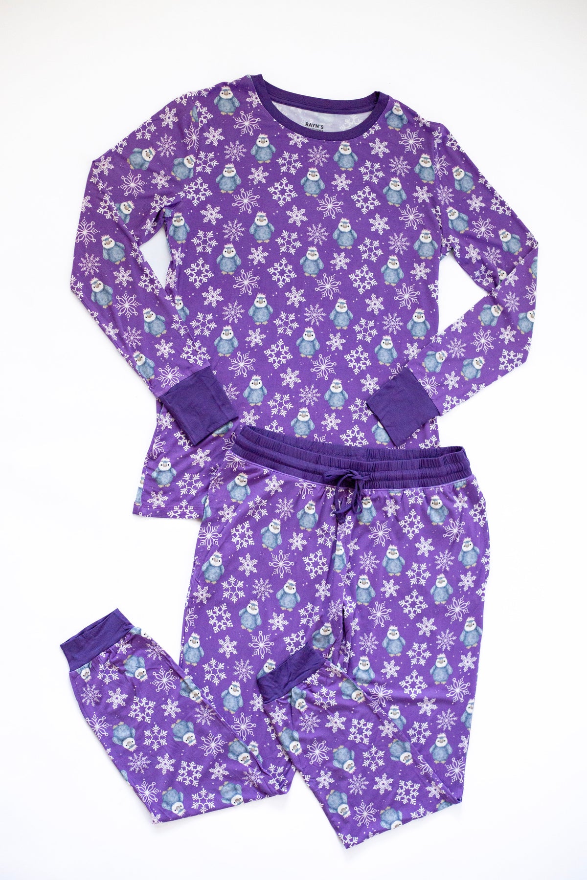 My First Snow Fall: Women 2 Piece Penguin Jogger Pajamas by Rayn’s Tiny Stitches