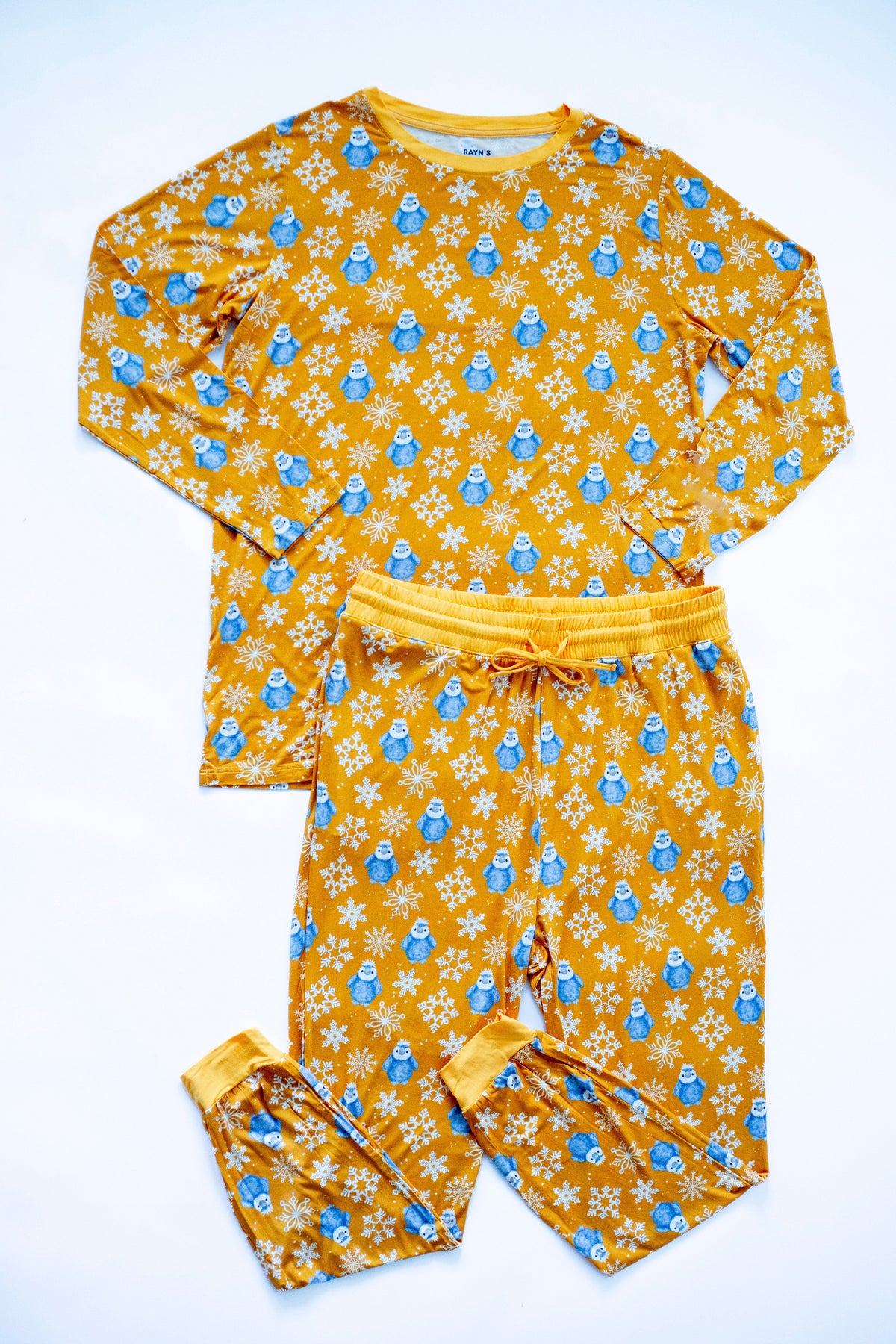 My First Snow Fall: Mens 2 Piece Bamboo Penguin Jogger Pajamas by Rayn’s Tiny Stitches