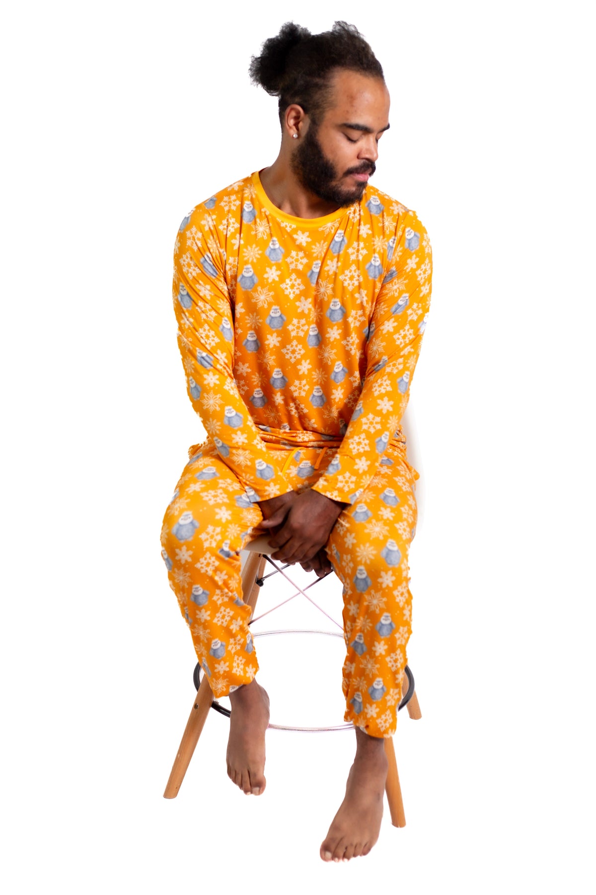 My First Snow Fall: Mens 2 Piece Bamboo Penguin Jogger Pajamas by Rayn’s Tiny Stitches