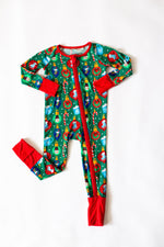 My First Christmas Baby Onesies: Bamboo Double Zip Romper by Rayn’s Tiny Stitches