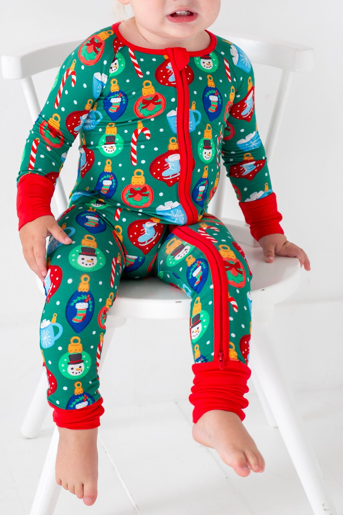 My First Christmas Baby Onesies: Bamboo Double Zip Romper by Rayn’s Tiny Stitches
