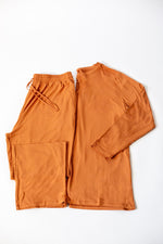Mens Long Sleeve Solid Bamboo Pajama- Color Orange, Crew Neck by Rayn’s Tiny Stitches