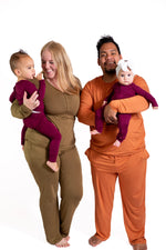 Women's Solid Long Sleeve Button Pajamas:2 Piece Bamboo Olive by Rayn’s Tiny Stitches