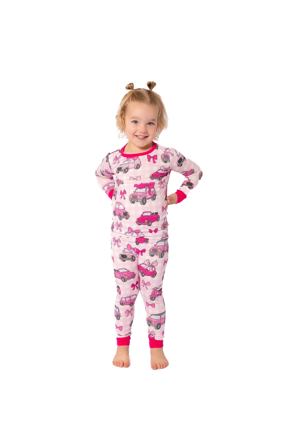 My First Pink Car Bamboo Two Piece Pajamas | Girls PJs by Rayn’s Tiny Stitches