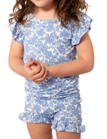 Blue Bonnet Girls' Frilly Bamboo Short Pajamas | Mommy & Me Sleepwear (18M-6Y) by Rayn’s Tiny Stitches