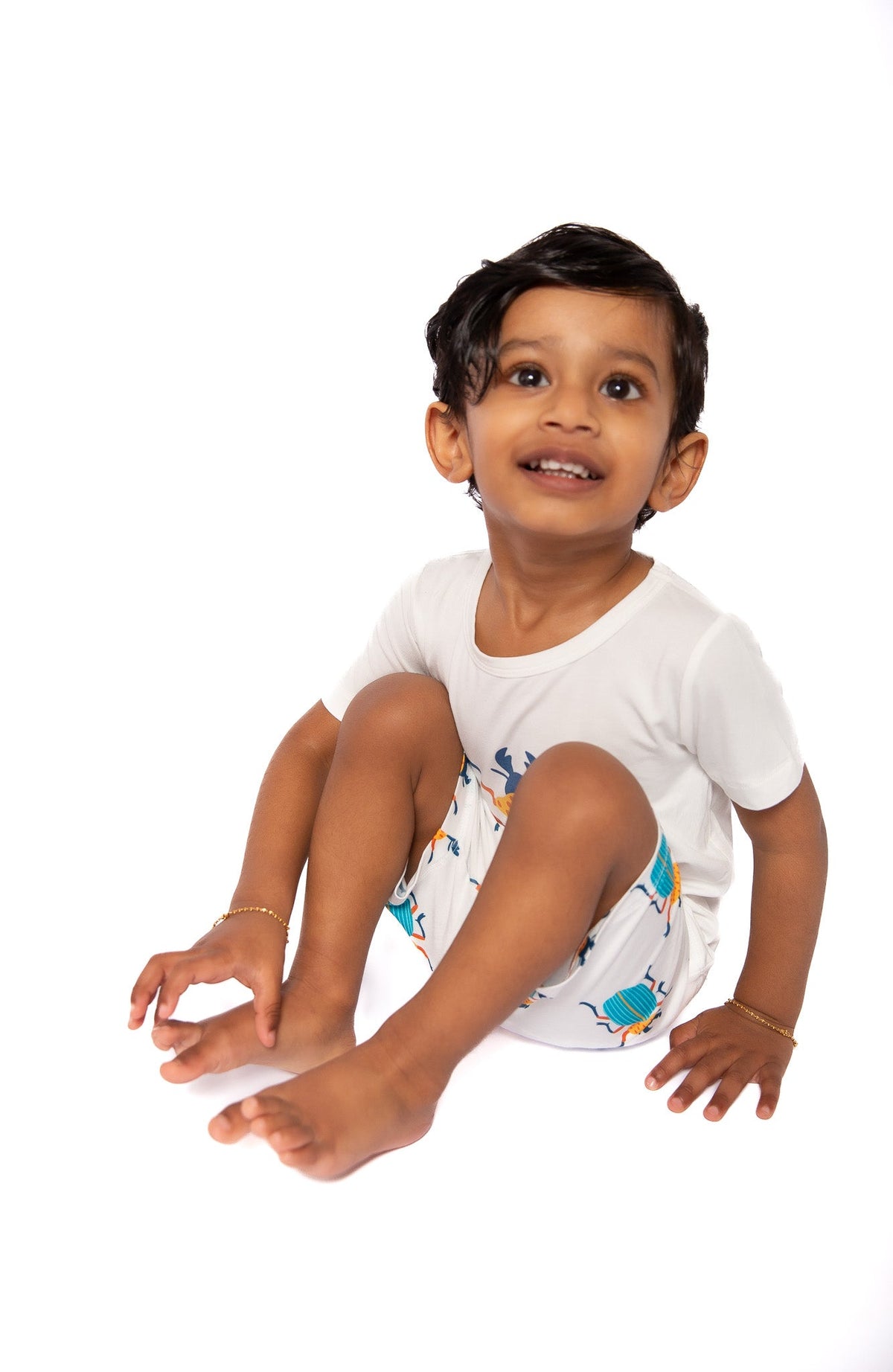 My First Beetle Bonanza™ Bamboo Shorts Set/Blue Beetle by Rayn’s Tiny Stitches