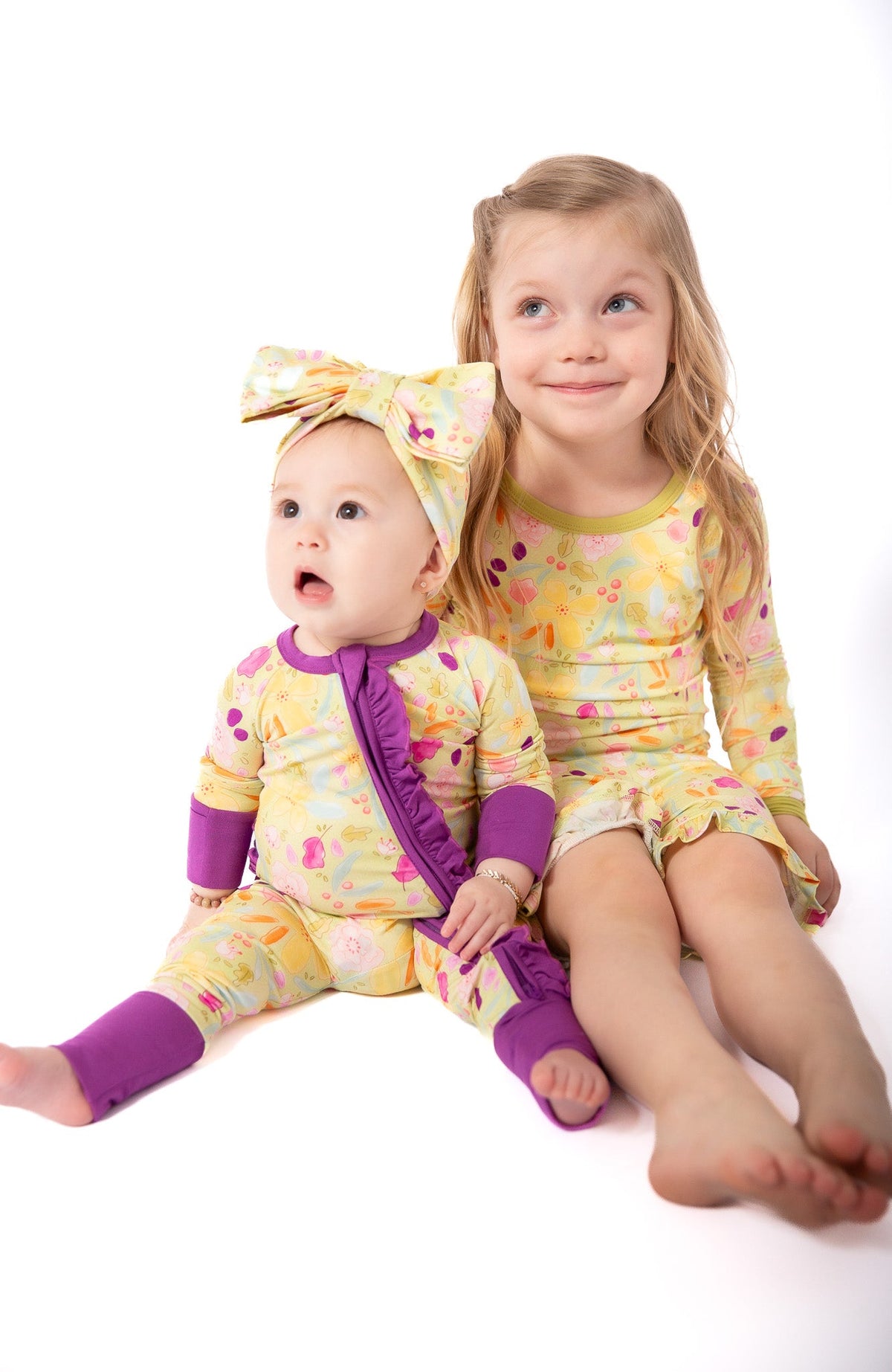 My First Bloom Garden Bamboo Baby Onesies| Purple Trim by Rayn’s Tiny Stitches