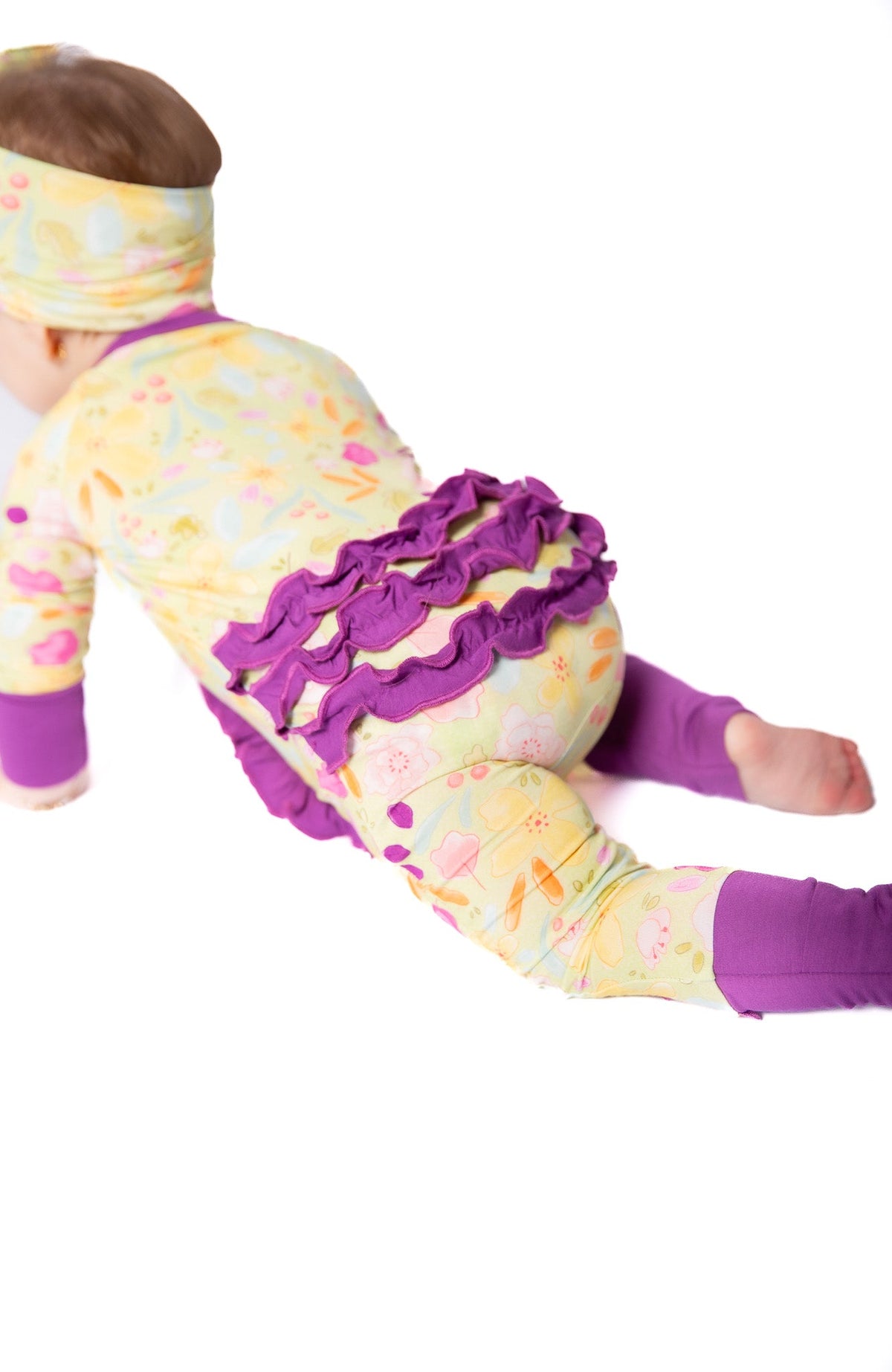 My First Bloom Garden Bamboo Baby Onesies| Purple Trim by Rayn’s Tiny Stitches