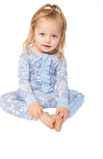 Blue Bonnet Bamboo Floral Onesie | Double Zip & Frills | Mommy & Me by Rayn’s Tiny Stitches