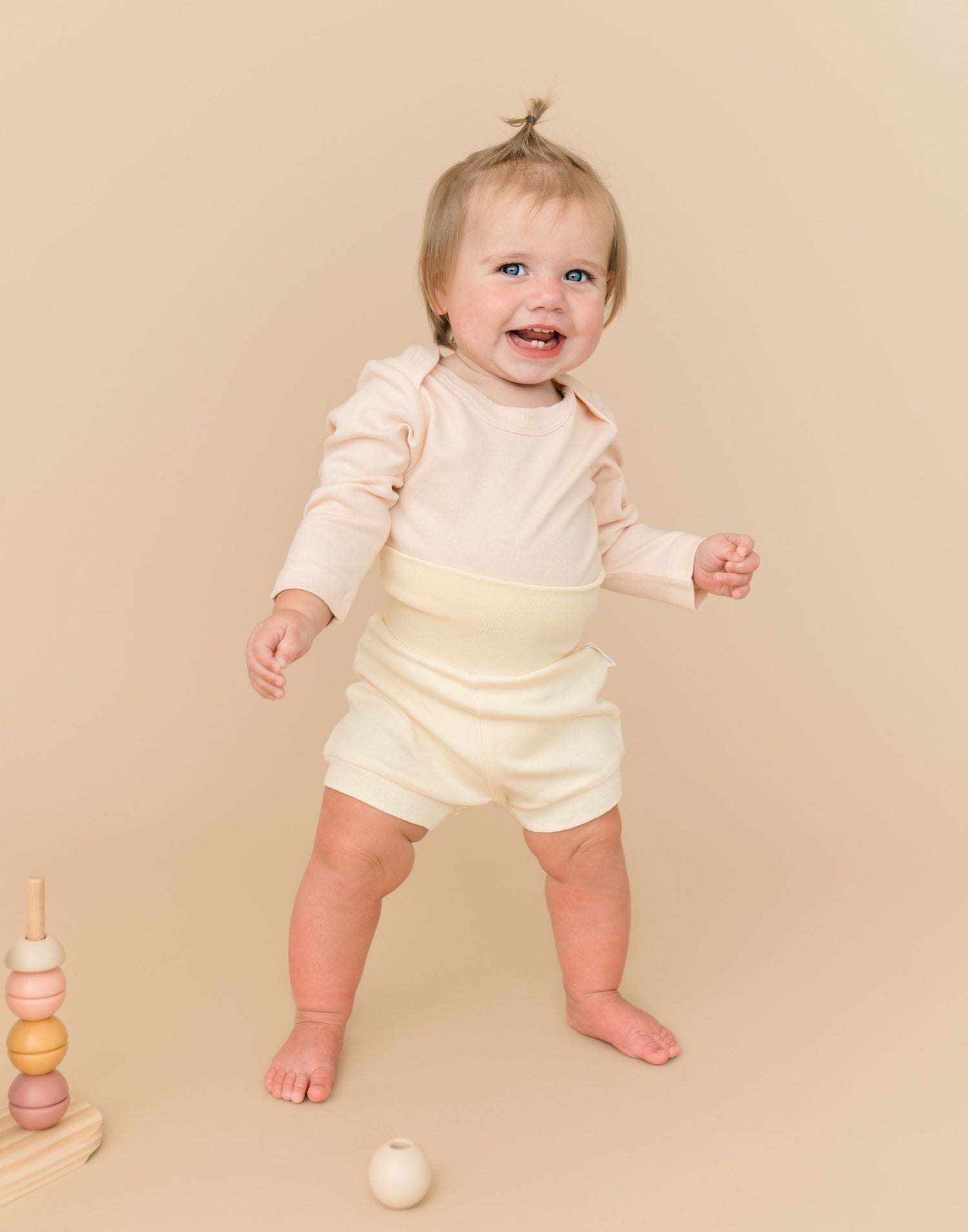 Fold-Over Shorts in Sunny Yellow by Kit & Petal (view 2 of 4)
