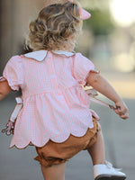 Christmas Girls Gingerbread Peter Pan Collar Bloomer Set by Rylee Faith Designs