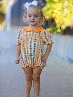 Polyester Spandex Romper, Floral Stripe, Petals Collar by Rylee Faith Designs