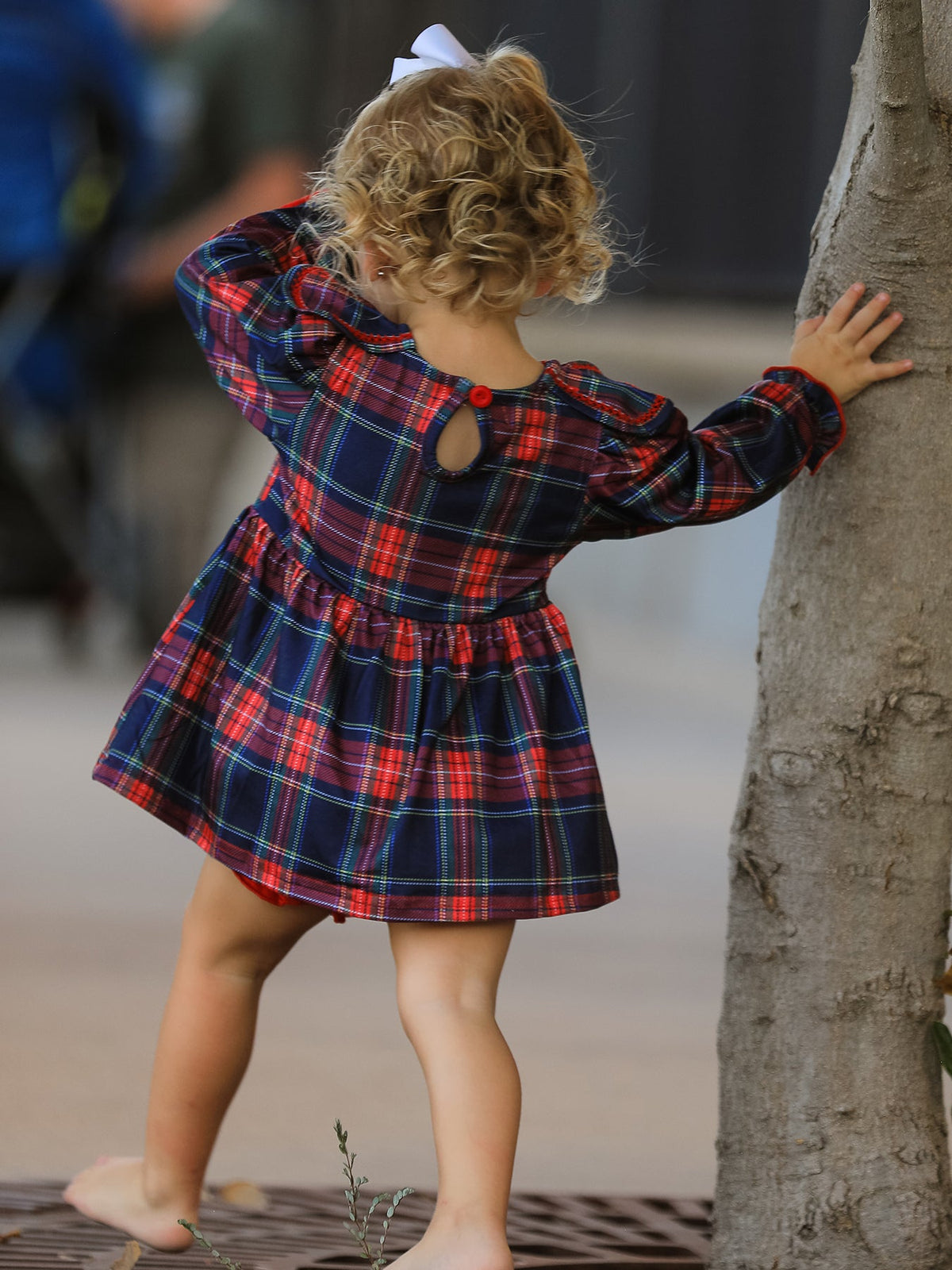Plaid Romper, Petal Collar Puff Sleeve Bloomer by Rylee Faith Designs