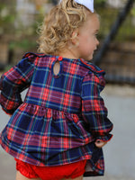 Plaid Romper, Petal Collar Puff Sleeve Bloomer by Rylee Faith Designs