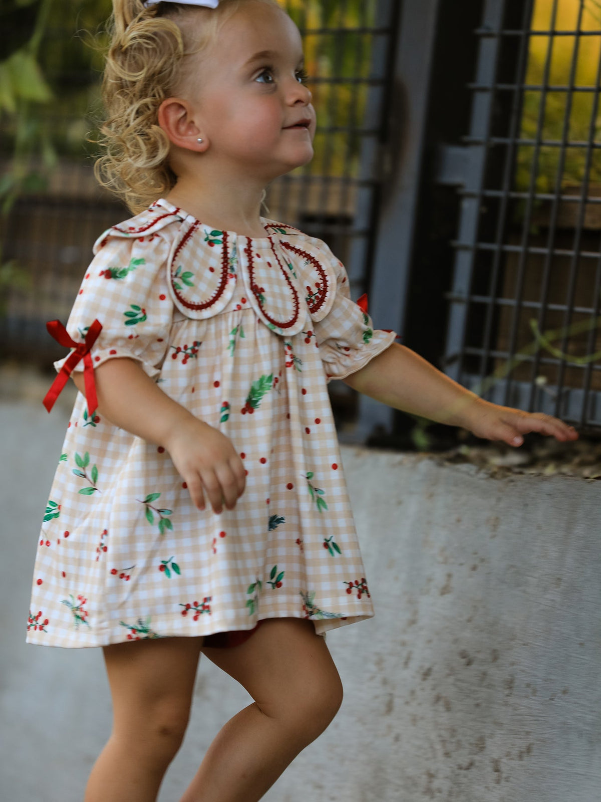 Polyester Spandex Bloomer Set - Gingham Ruffle Collar Bow by Rylee Faith Designs