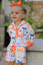 Mommy and me loungewear set with Halloween bow print for adults and children