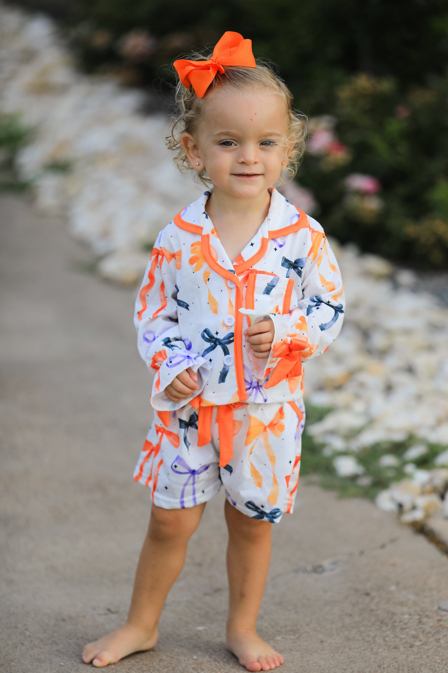 Halloween Mommy and Me Bow Print Polyester Spandex Loungewear Set by Rylee Faith Designs