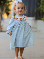 Girls Dress, Pumpkin Embroidery, Peter Pan Collar by Rylee Faith Designs