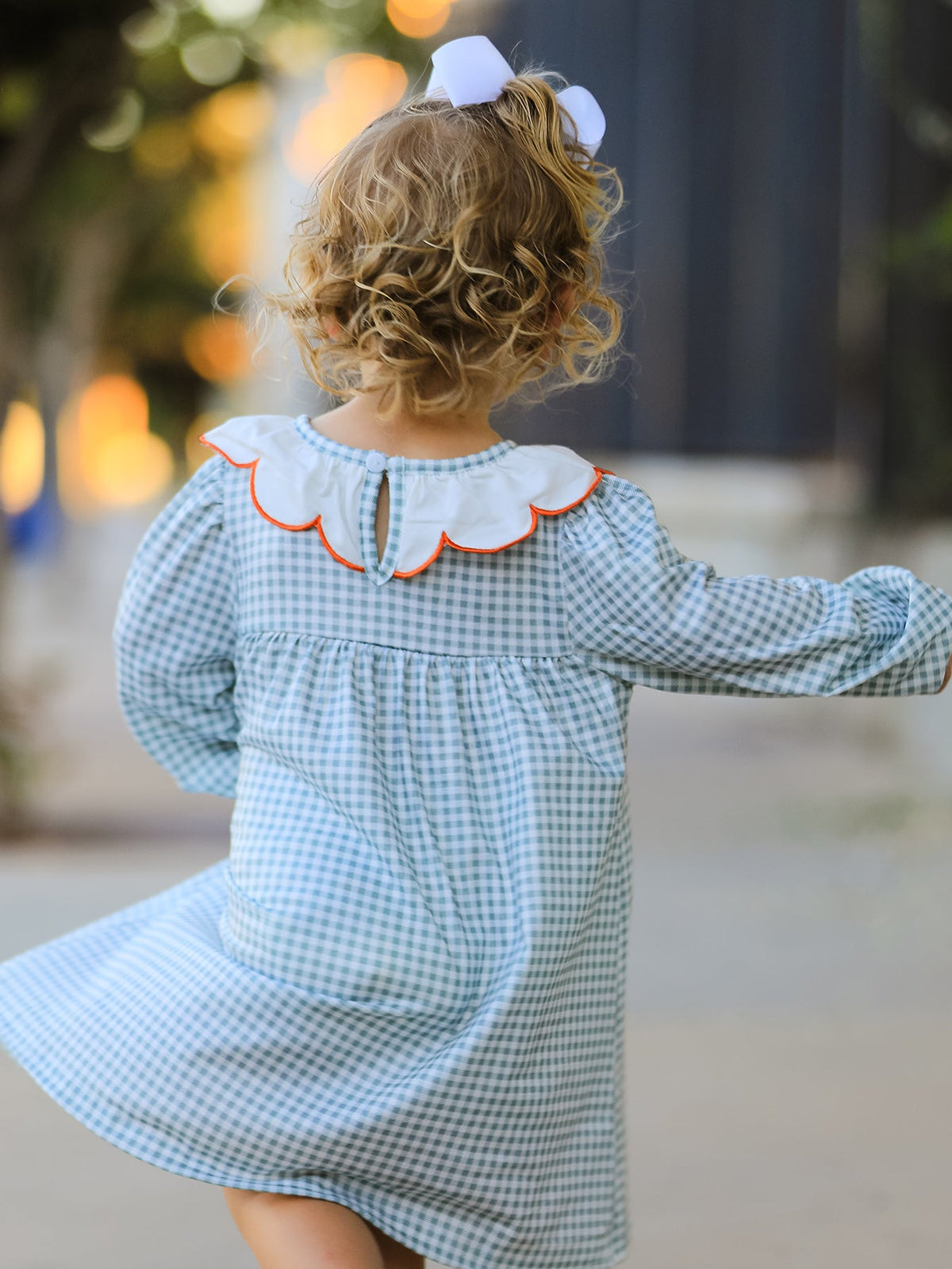Girls Dress, Pumpkin Embroidery, Peter Pan Collar by Rylee Faith Designs