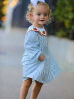 Girls Dress, Pumpkin Embroidery, Peter Pan Collar by Rylee Faith Designs